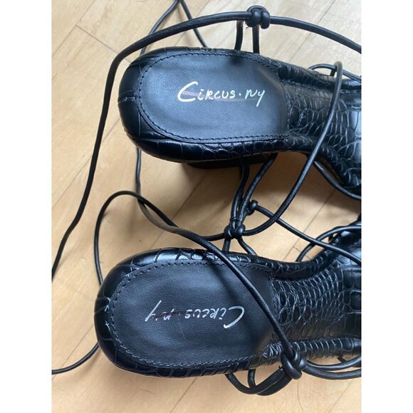 CIRCUS NY Sam Edelman BNWOT "Blanche" lace up strappy heels black sz 7.5 - Picture 5 of 10